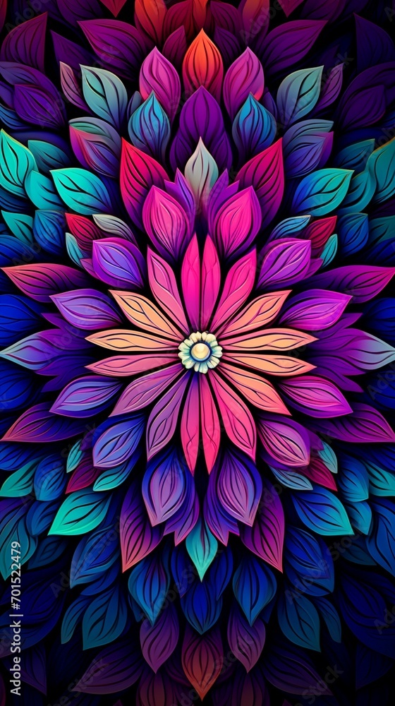 A kaleidoscopic 3D mosaic bursting with intricate colors and mesmerizing patterns, redesigned to a 916 aspect ratio against a deep magenta background. A kaleidoscopic 3D mosaic bursting with intricate colors and mesmerizing patterns, redesigned to a 916 aspect ratio against a deep magenta background.