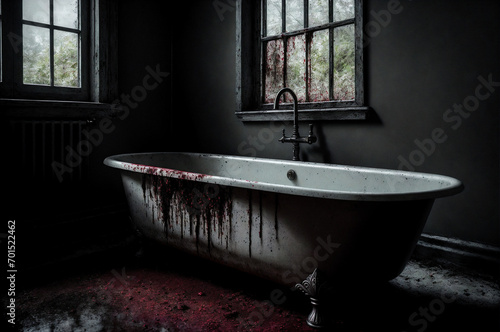 spooky room with bathtub photo