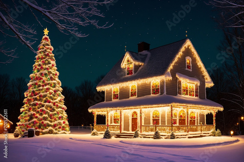 house with Christmas decorations