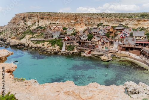 Malta. Overview of the fishing village of Popeye. Overall plan.