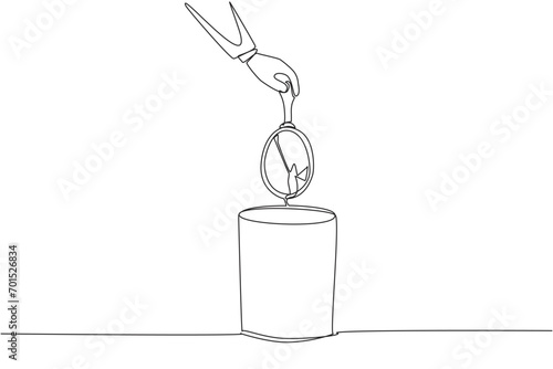Single continuous line drawing businessman's hand throwing away a broken mirror. Reflection of life. Used to look back so that the present can be better. Shattered. One line design vector illustration