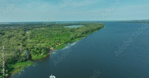 Wallpaper Mural Beautiful summer landscape with wide river and forest on shore, top view from air, 4K, Prores Torontodigital.ca
