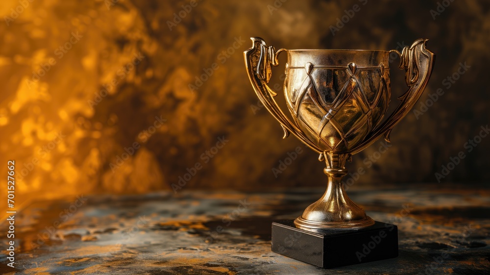 Golden trophy on a textured background Golden trophy on a textured background