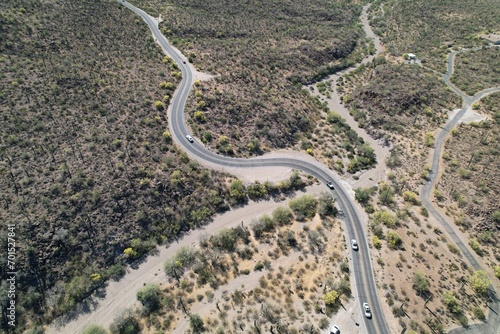 drone view of the road Arizona