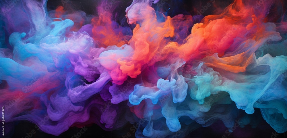 An immersive canvas depicting vibrant flames and swirling smoke, masterfully crafted to evoke fascination in a  panoramic view. - obrazy, fototapety, plakaty 