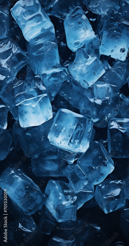 blue ice cubes.Minimal drink concept.Generative AI