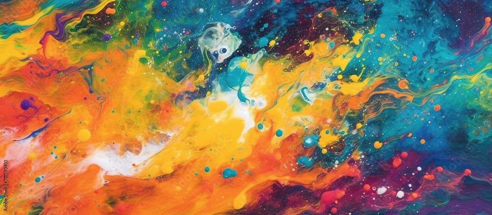 Colorful abstract background of a surrealistic interpretation of a cosmic nebula, brought to life through abstract art.
