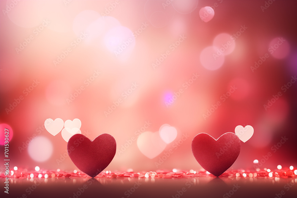 Romantic Valentine Day Background with Elegant Red Hearts