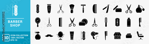 Collection of barbershop icons, barber, haircut, salon, design vector template editable and resizable EPS 10.