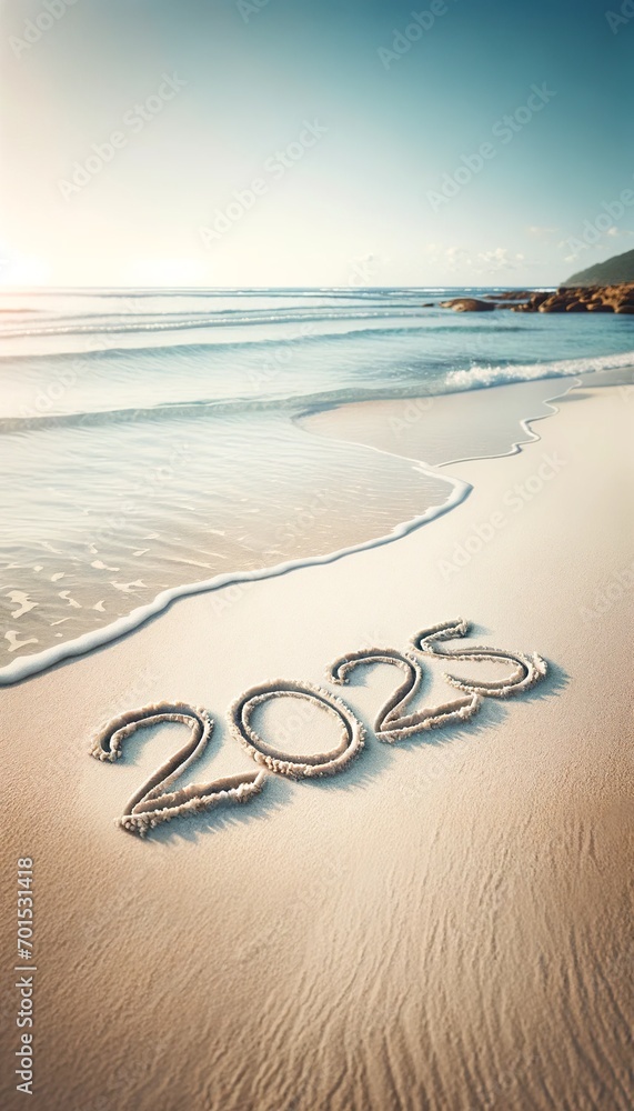 Serene 2025 Beach New Year Scene in Portrait
Serene 2025 Beach New Year Scene in Portrait