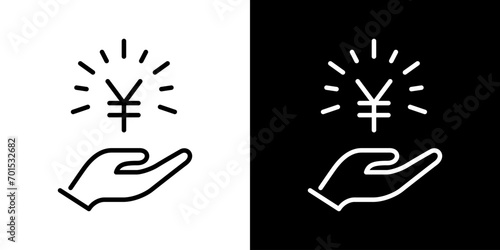 ¥マークを手に持つアイコン