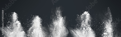 Wide panoramic Set of Abstract design of white powder snow cloud explosion