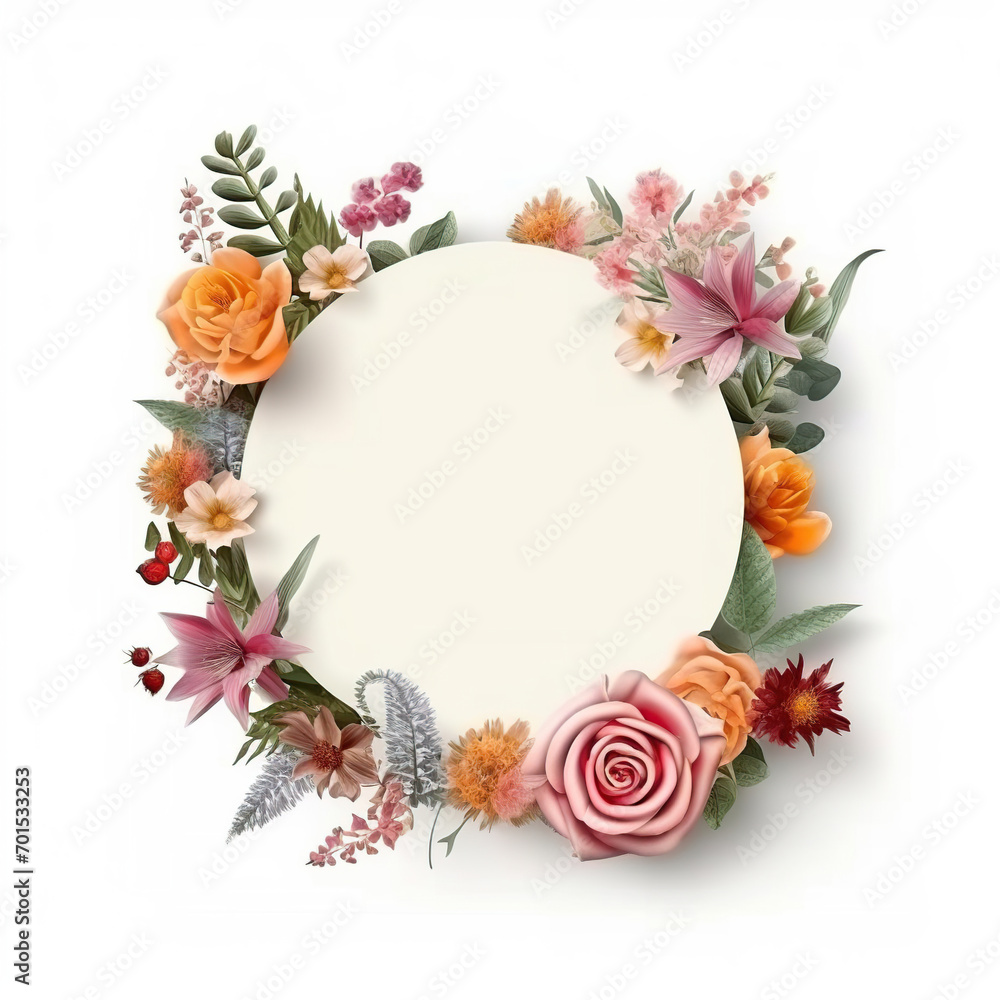 Fototapeta premium floral frame isolated on white background
