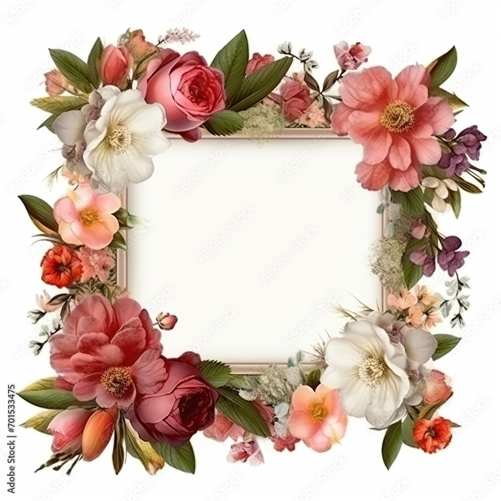 floral frame isolated on white background