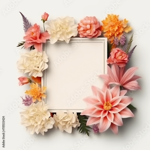 floral frame isolated on white background