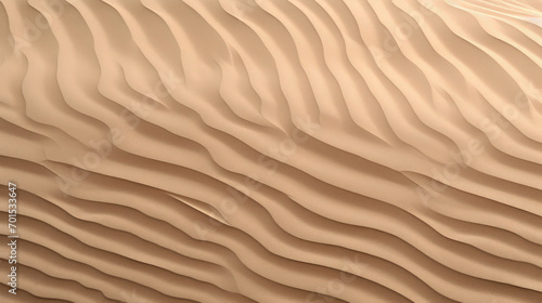 Closeup of sand of dessert, beach or dune, natural waves or ripples pattern as sandy background texture
