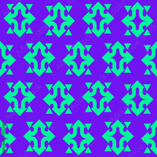 Vibrant Geometric Harmony - Bold Blue and Green Abstract Tessellation for Modern Designs