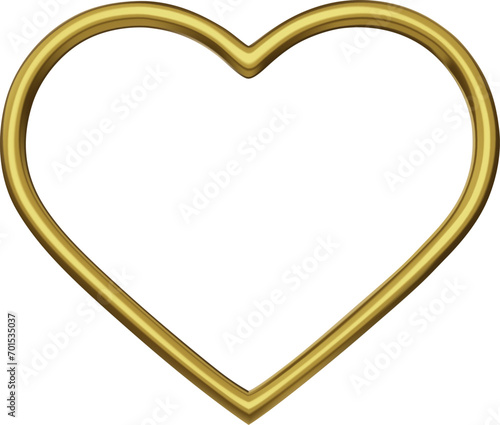 gold heart frame. valentine golden heart shaped border