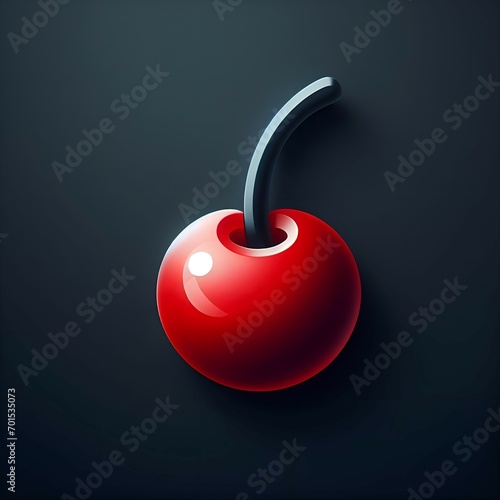 Cherry icon. Realistic illustration of cherry icon on a dark background.