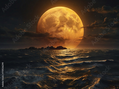 Moonlit Seascape: Enchanting Island Night Generative AI