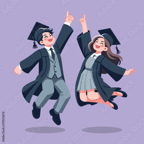 Graduating students jumping with joy