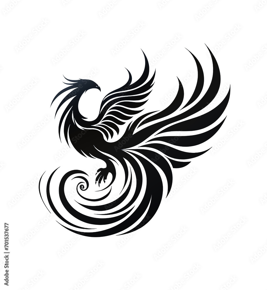 Fototapeta premium Modern white and black phoenix logo for designing various products.