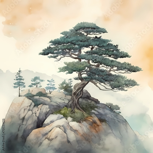 Generative AI, Majestic Korean Pine: A Natural Monument photo