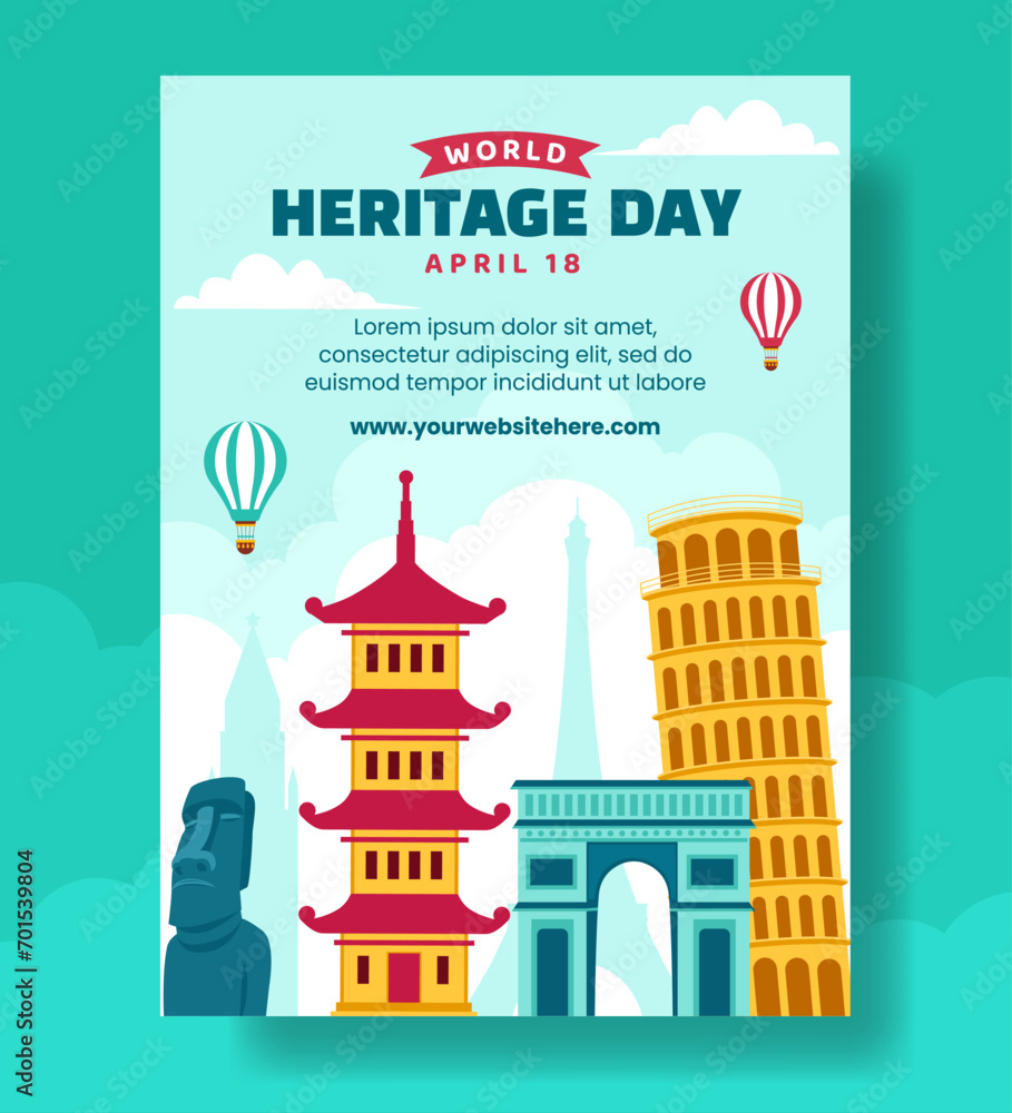Heritage Day Vertical Poster Flat Cartoon Hand Drawn Templates Background Illustration