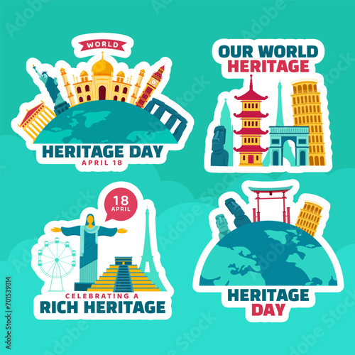 Heritage Day Label Flat Cartoon Hand Drawn Templates Background Illustration