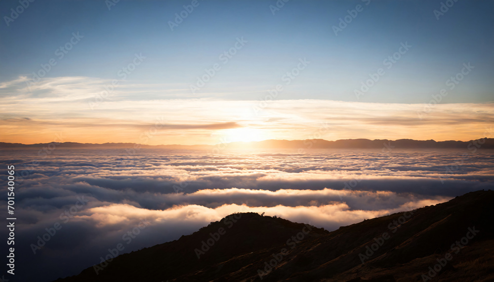 A viewpoint above clouds displaying breathtaking sunset Copy space image Place for adding text or design advertising content with beautiful view