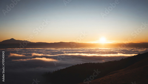 A viewpoint above clouds displaying breathtaking sunset Copy space image Place for adding text or design advertising content with beautiful view