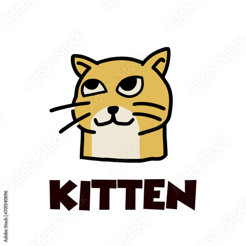 Cat flat retro mascot logo