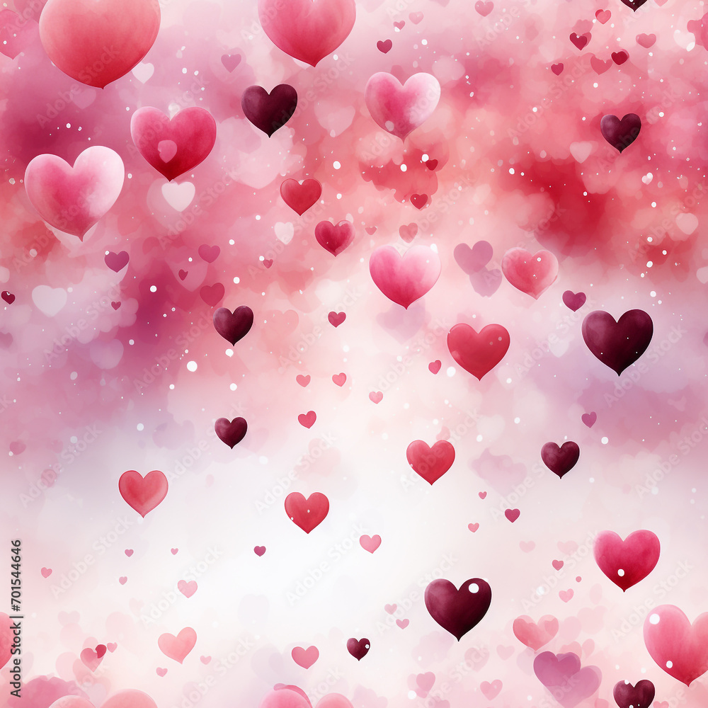 Seamless pattern Pink heart shape ,Valentines day background water color design Seamless pattern Pink heart shape ,Valentines day background water color design