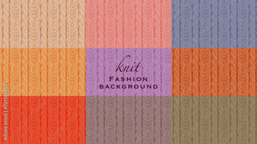 Fototapeta premium Knitted Seamless Pattern 棒編みニットのカラフルなパターン