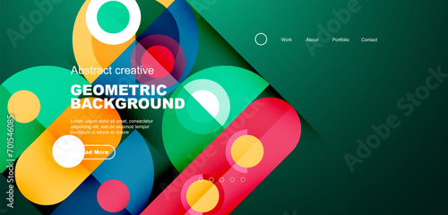 Simple circles and round elements pattern. Minimalist design geometric landing page. Creative concept for business, technology, science or print design