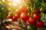 Closeup of Red tomatos in organic farm