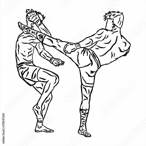 illustration of muaythai fighter kick boxing icon