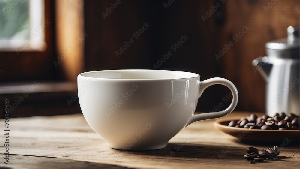 cup of coffee on a wooden table