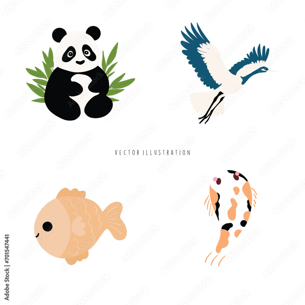 Obraz premium Japan Travel Cute Watercolor Element.