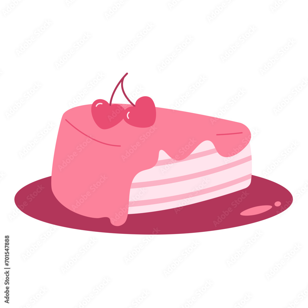 Valentines Slice Cake Illustration Valentines Slice Cake Illustration
