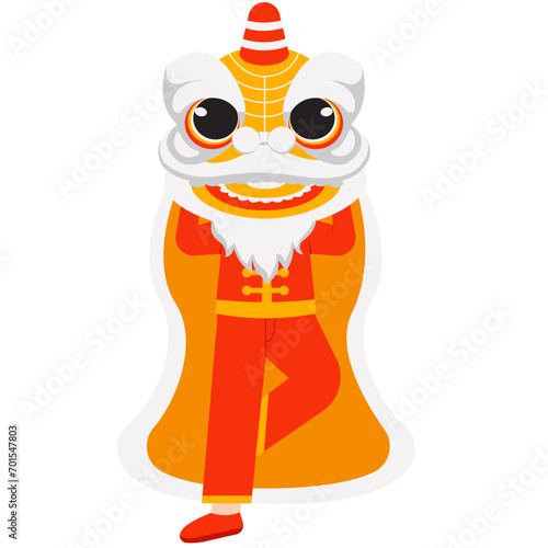 Lion Dances Character Standing To Dance Illustration