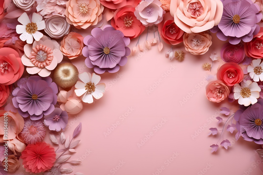 Pastel Paper Flowers Border Pastel Paper Flowers Border