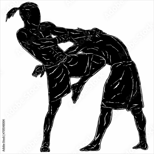 illustration of muaythai fighter kick boxing icon