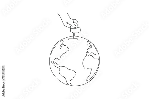 Continuous one line drawing Charity, support and donation concept. Doodle vector illustration.