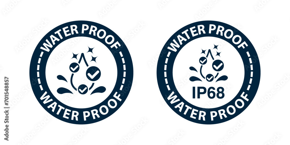 IP66, IP67 and IP68 Waterproof and dustproof protection rating. Water and dust protective capability Label. Water and dust protection level icon and symbol. Vector. IP66, IP67 and IP68 Waterproof and dustproof protection rating. Water and dust protective capability Label. Water and dust protection level icon and symbol. Vector.