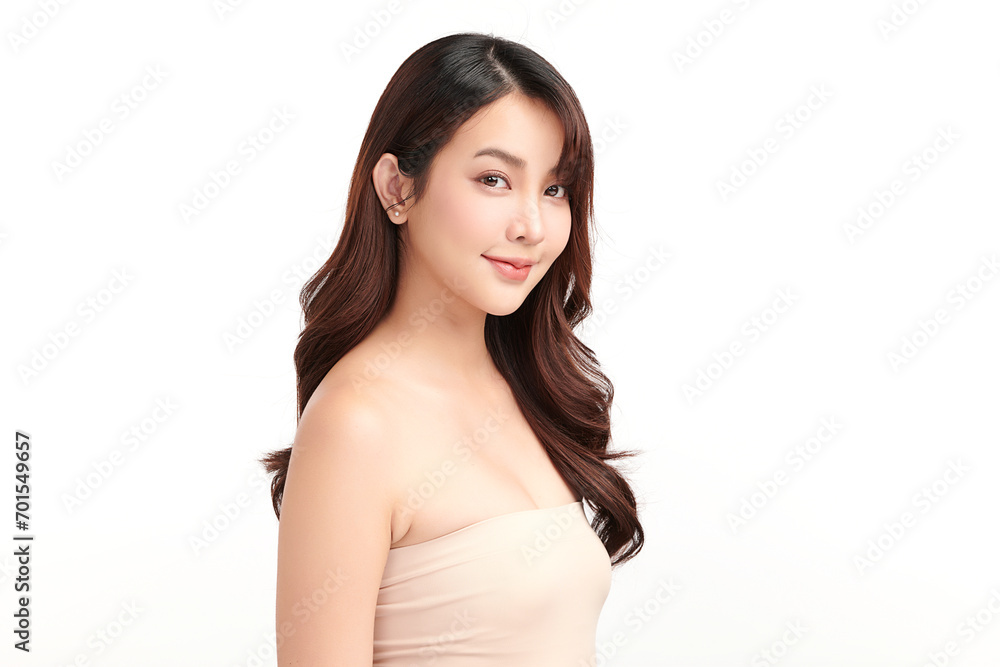 Beautiful young asian woman with clean fresh skin on white background, Face care, Facial treatment, Cosmetology, beauty and spa, Asian women portrait. Beautiful young asian woman with clean fresh skin on white background, Face care, Facial treatment, Cosmetology, beauty and spa, Asian women portrait.
