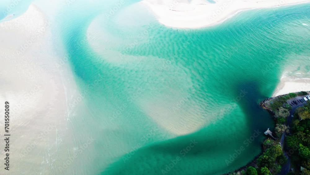 Above View Of Noosa River Sandbanks In Sunshine Coast, Queensland, Australia. Aerial Drone Shot Above View Of Noosa River Sandbanks In Sunshine Coast, Queensland, Australia. Aerial Drone Shot