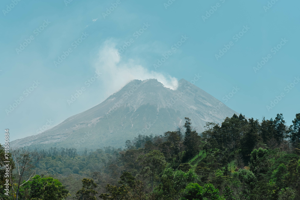 Drone View of Mount Merapi in Yogyakarta, Indonesia.