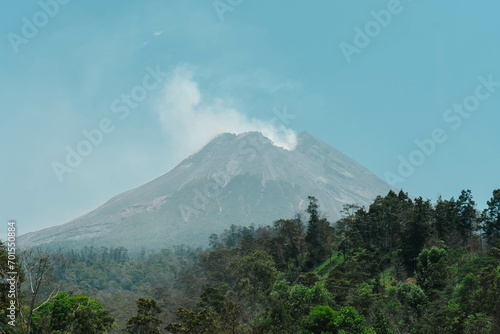 Drone View of Mount Merapi in Yogyakarta, Indonesia.