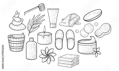 sauna and spa handdrawn collection